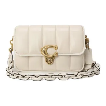 COACH Studio Nappa Leather Shoulder Bag, Crossbody Bag Medium Size Women's Chalk White