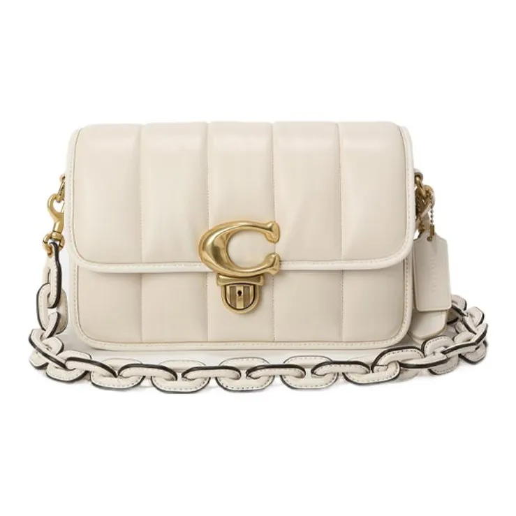 COACH Studio Nappa Leather Shoulder Bag, Crossbody Bag Medium Size Women's Chalk White-0