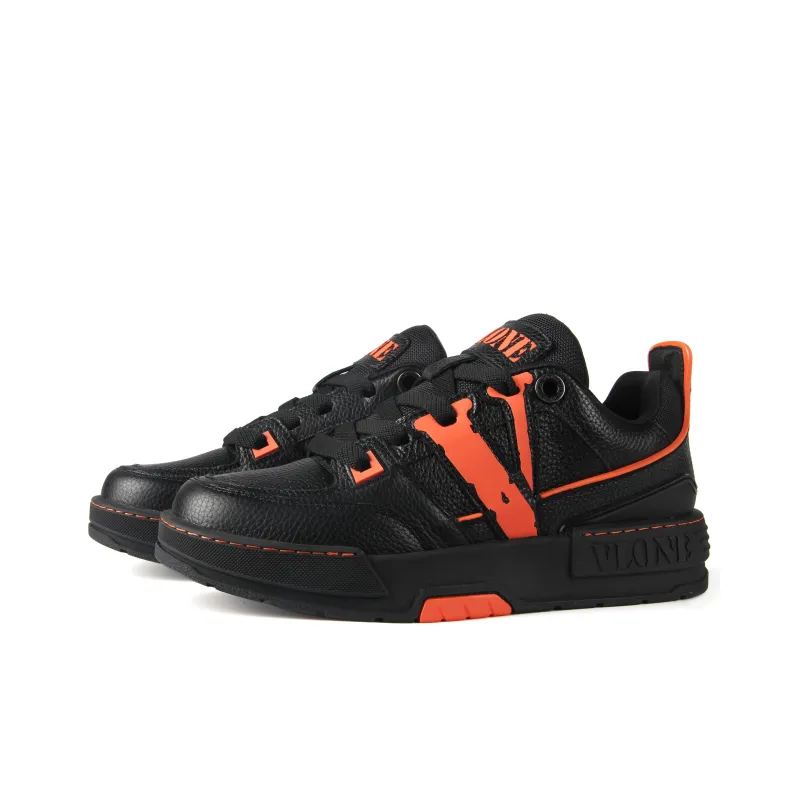 VLONE Low Top Skateboard Shoes Unisex Black Orange-2