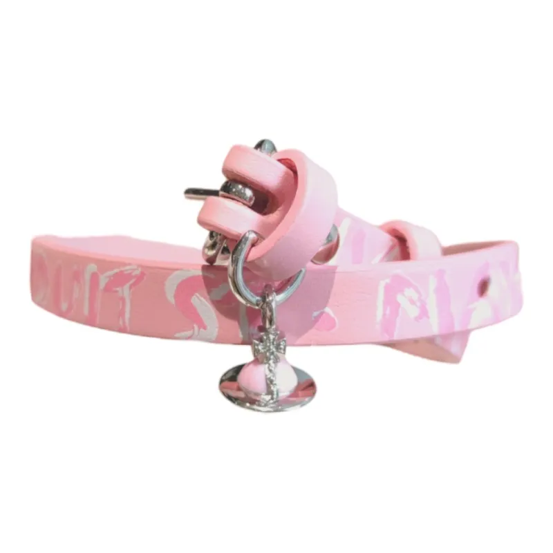 Vivienne Westwood Leather Necklaces Unisex Pink-1
