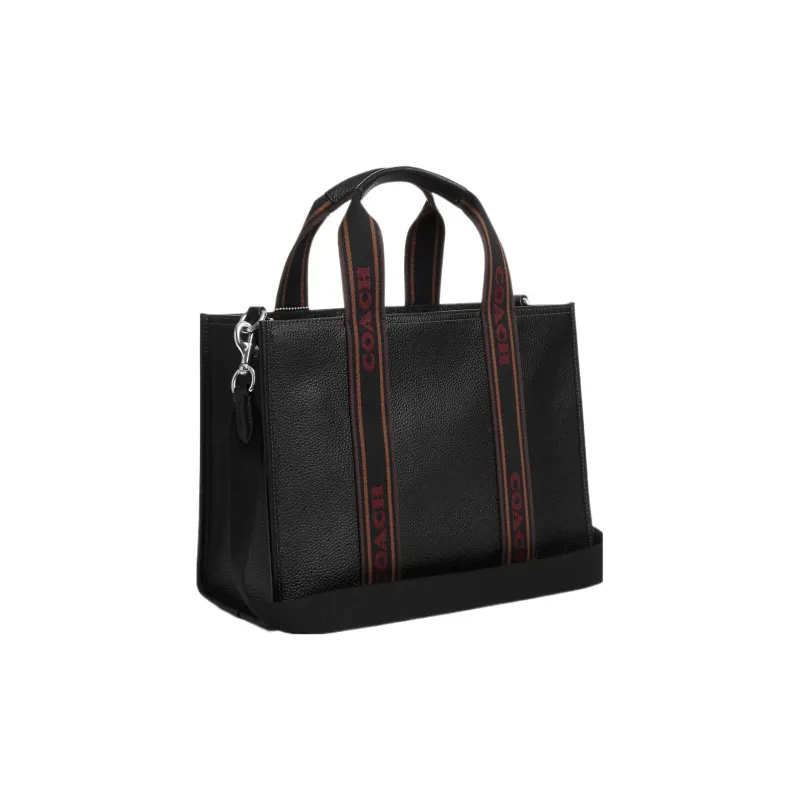 COACH Fabric With Leather Tote Bag, Shopping Bag, Shoulder Bag, Crossbody Bag, Handbag Tubas Women's Black-1