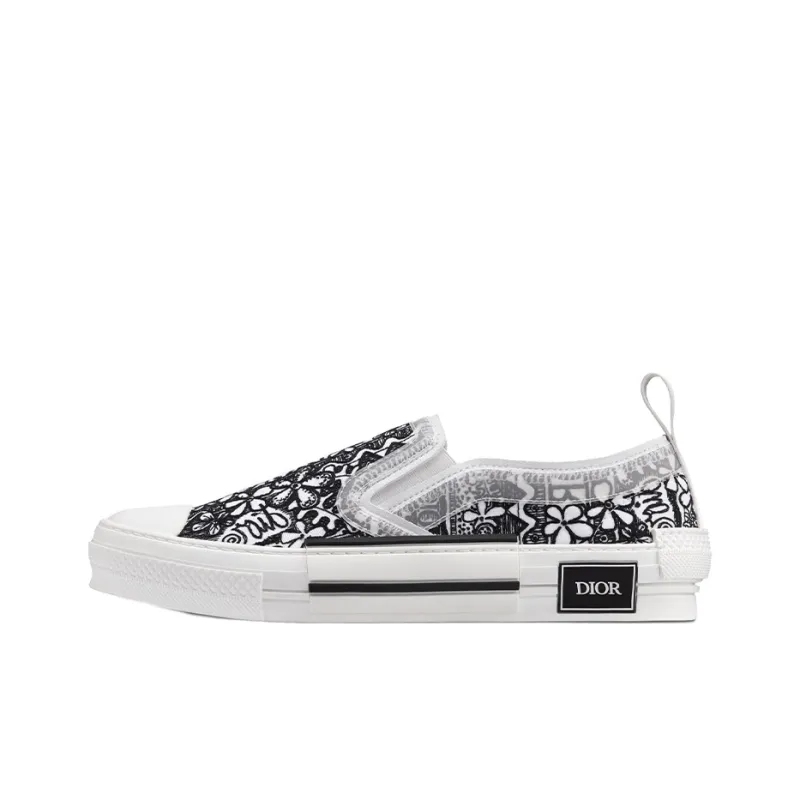 DIOR And Shawn B23 Slip On Black White Embroidery-0