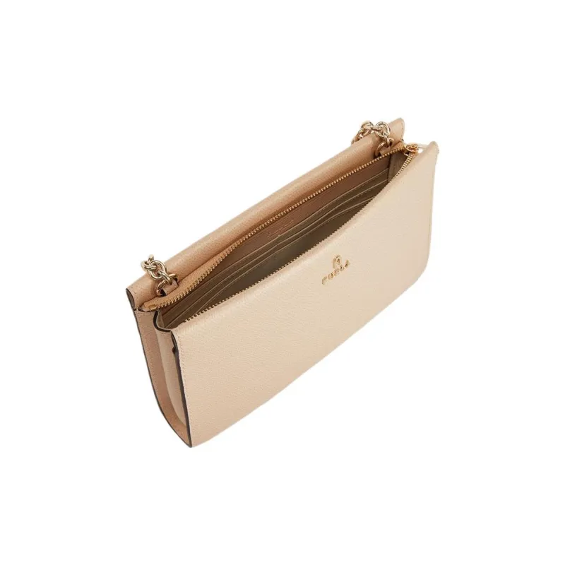 Furla Textured Leather Shoulder Bag, Crossbody Bag Mini Women's Ecru-1