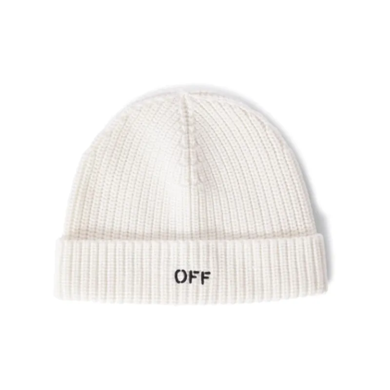 OFF WHITE Embroidered Logo Wool Beanie-0