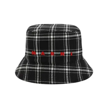 MARNI Logo embroidered Checked Bucket Hat