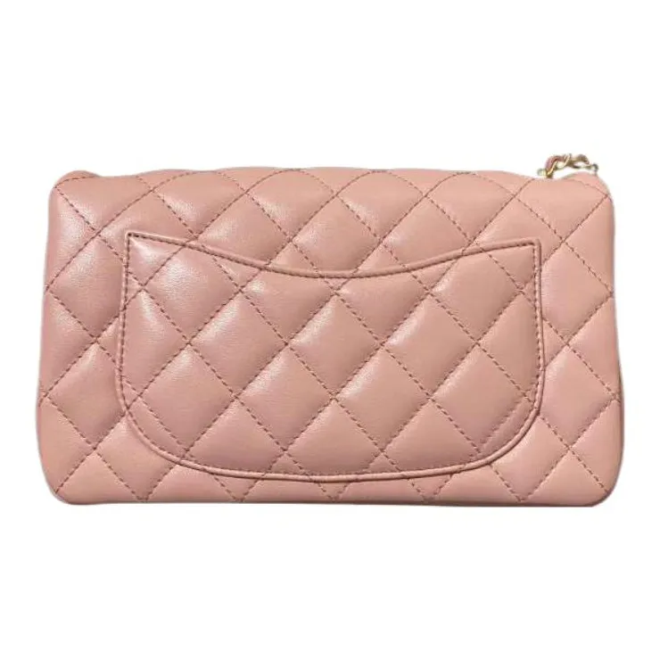 CHANEL Classic Flap CF Sheepskin Chain Bag, Flap Bag, Shoulder Bag, Crossbody Bag Mini Women's Smoke Pink-1