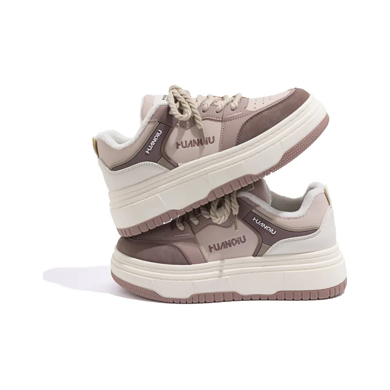 HUANQIU Abrasion Resistant Low Top Skateboard Shoes Women's Beige-2