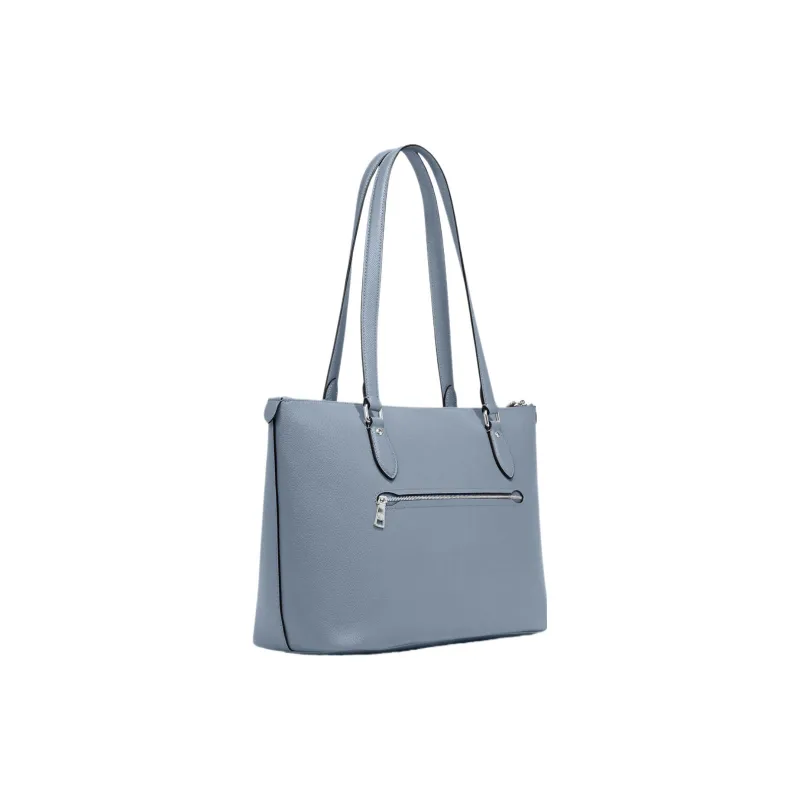COACH Gallery Leather Tote Bag Shopping Bag Shoulder Bag Handbag Large Size Women's Blue-1