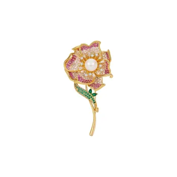 JAY Copper Synthetic Cubic Zirconia Brooches Women's