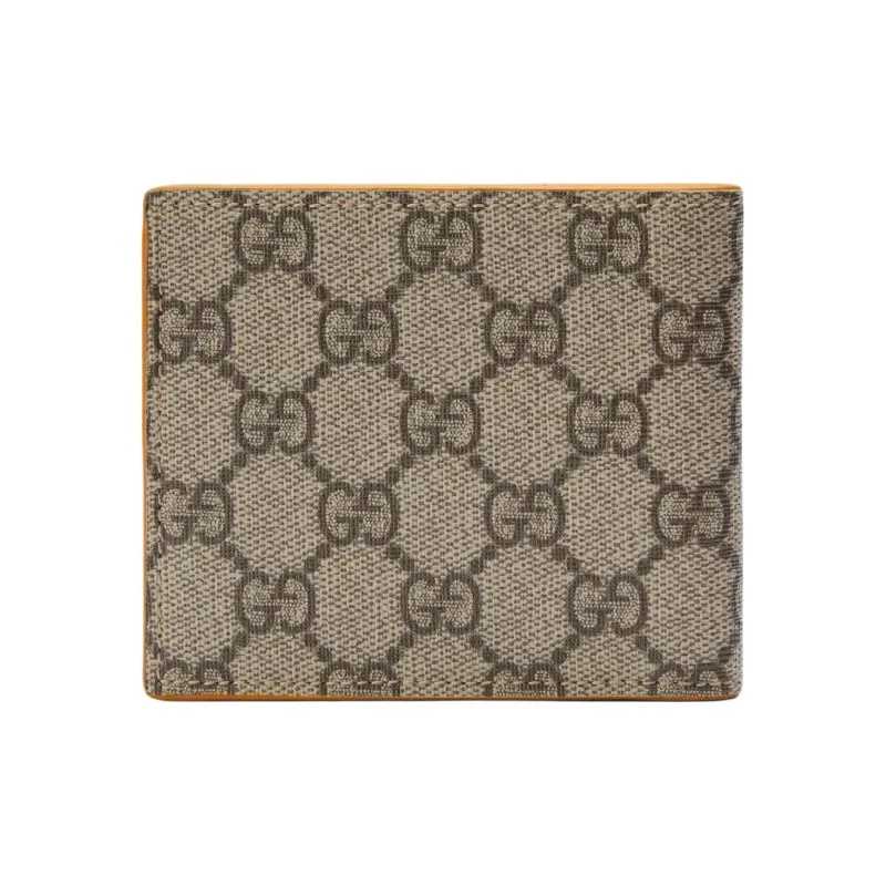 GUCCI Canvas With Leather Trim Wallet Regular Men's Yellow/Brown-4