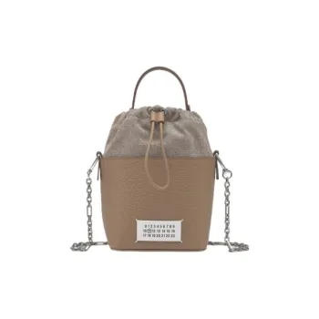 Maison Margiela 5AC Cow Leather Bucket Bag Handbag Shoulder Bag Small Size Women's Brown