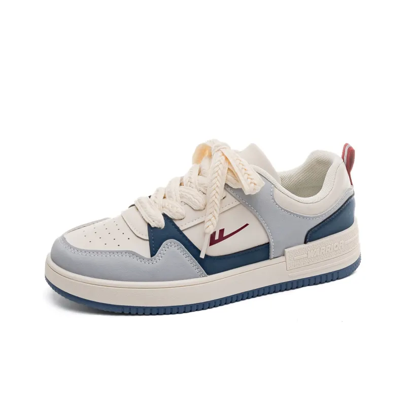 Warrior Slip Resistant, Abrasion Resistant, Lightweight, Breathable Low Top Skateboard Shoes Unisex Beige Blue-1
