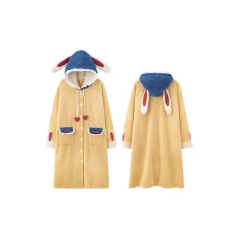 MIOJUER Pajama Robe Autumn And Winter Models Women's Yellow