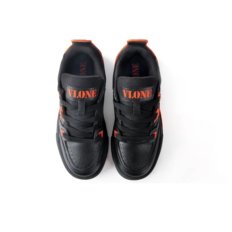 VLONE Low Top Skateboard Shoes Unisex Black Orange-4