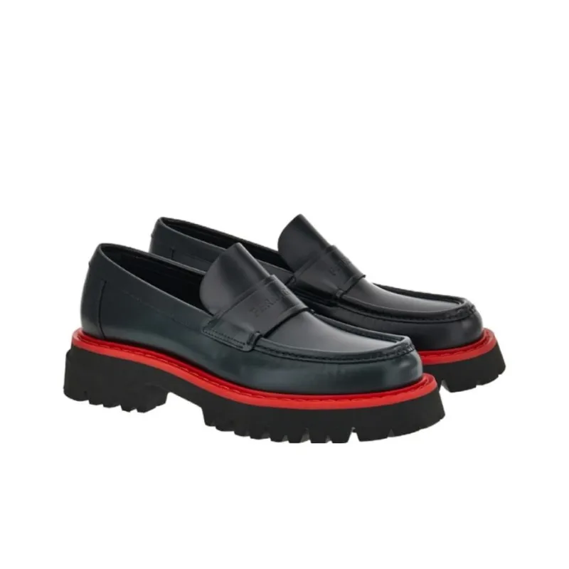 FERRAGAMO Contrasting-sole Leather Loafers-2