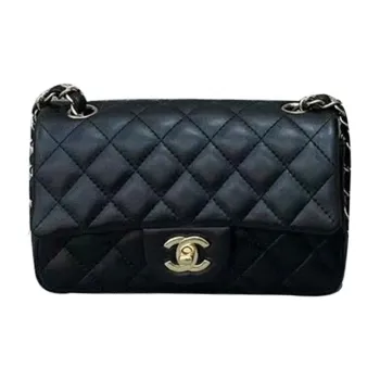 CHANEL Classic Flap CF Sheepskin Mouth Cover Bag Crossbody Bag Mini Women's Black