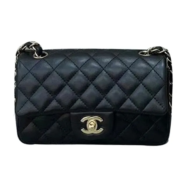 CHANEL Classic Flap CF Sheepskin Shoulder Bag, Crossbody Bag Mini Women's Black-0