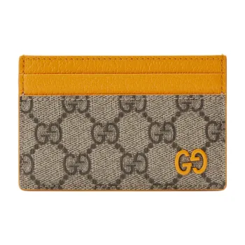 GUCCI Canvas With Leather Card Holder Regular Men's Yellow/Brown