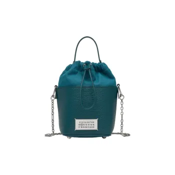 Maison Margiela 5AC Cow Leather Bucket Bag Shoulder Bag, Handbag Small Size Women's Dark Green