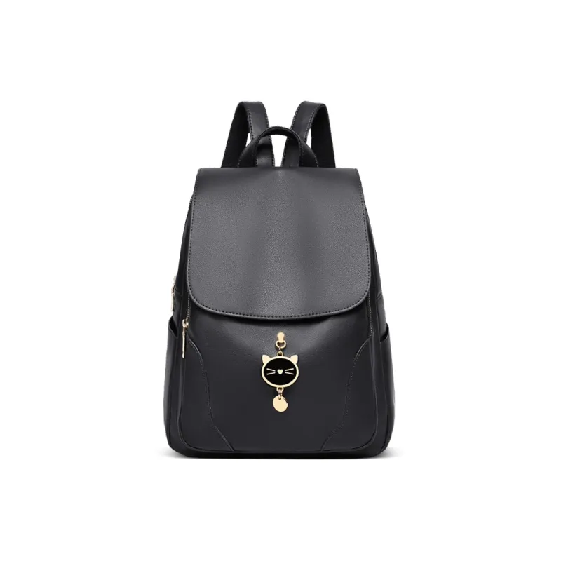 C°BANNER Split Cow Leather With Synthetic Leather Backpack Regular Women's Black-1