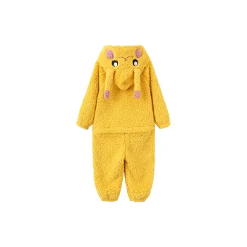 Shirley Coral Fleece Winter Pre-school Home Onesies Lemon