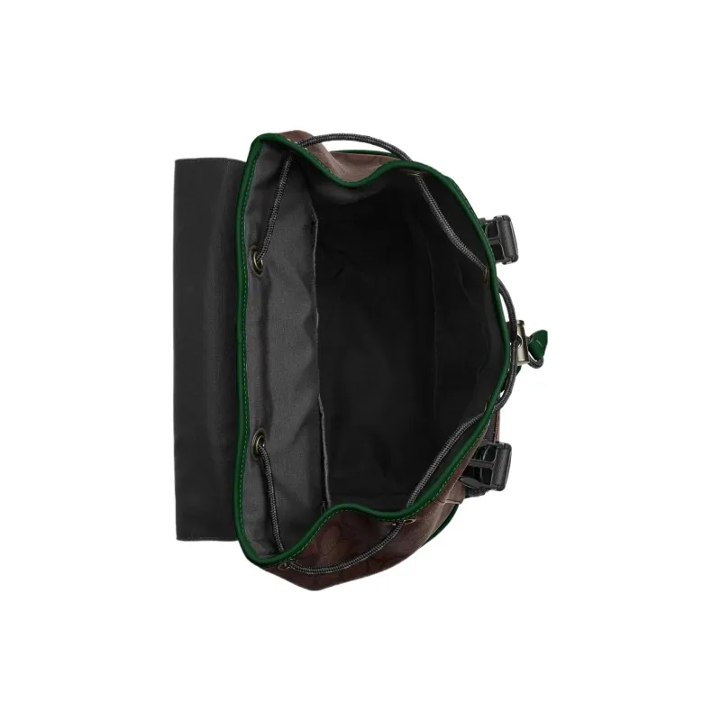 COACH Track PVC With Fabric And Cow Leather Backpack Large Size Men's Dark Pine Wood & Green-2