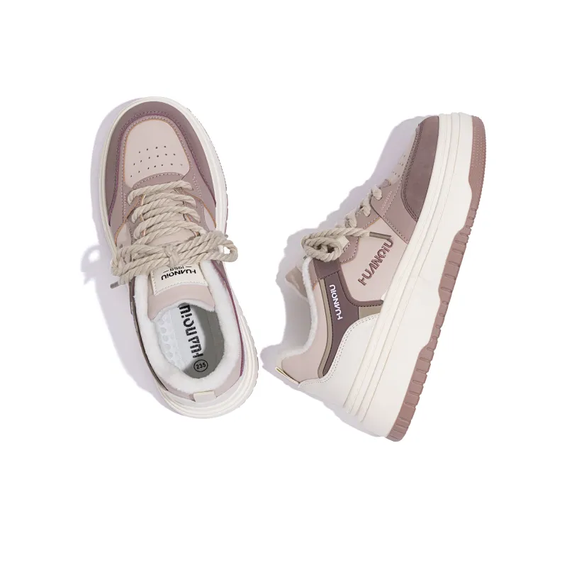 HUANQIU Abrasion Resistant Low Top Skateboard Shoes Women's Beige-6