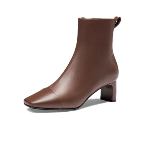 ZSAZSAZSU Ankle Boots Women's Ink Red Brown