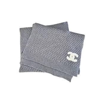 CHANEL Knit Scarves Unisex Gray
