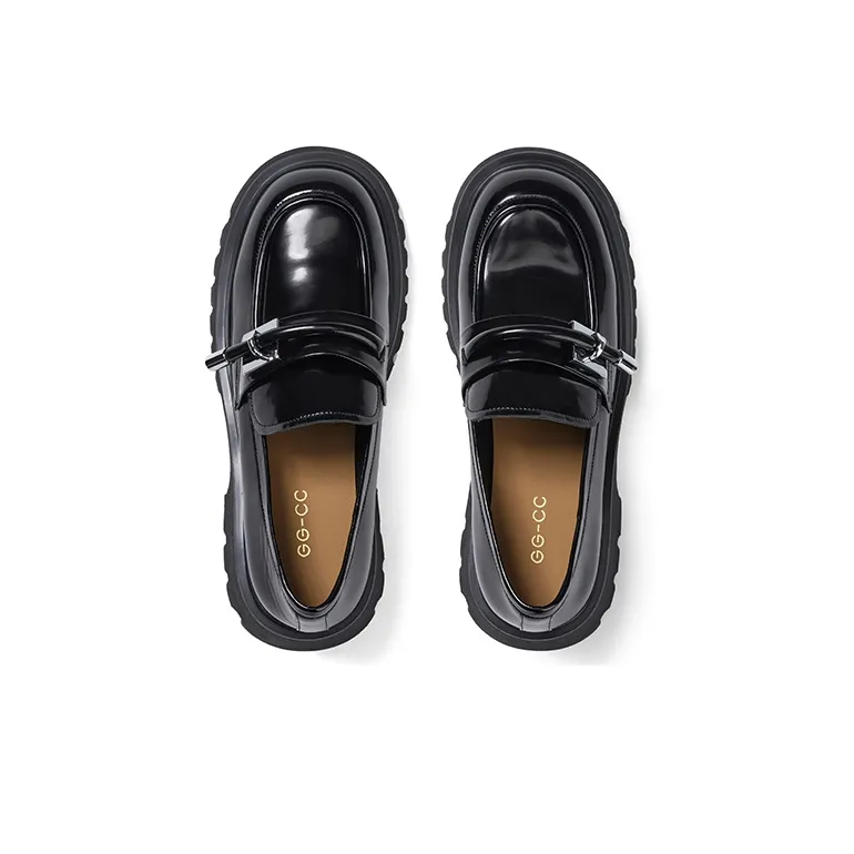 GG CC Ballet Flats Platform Commute Loafers 5cm Women's Black-1