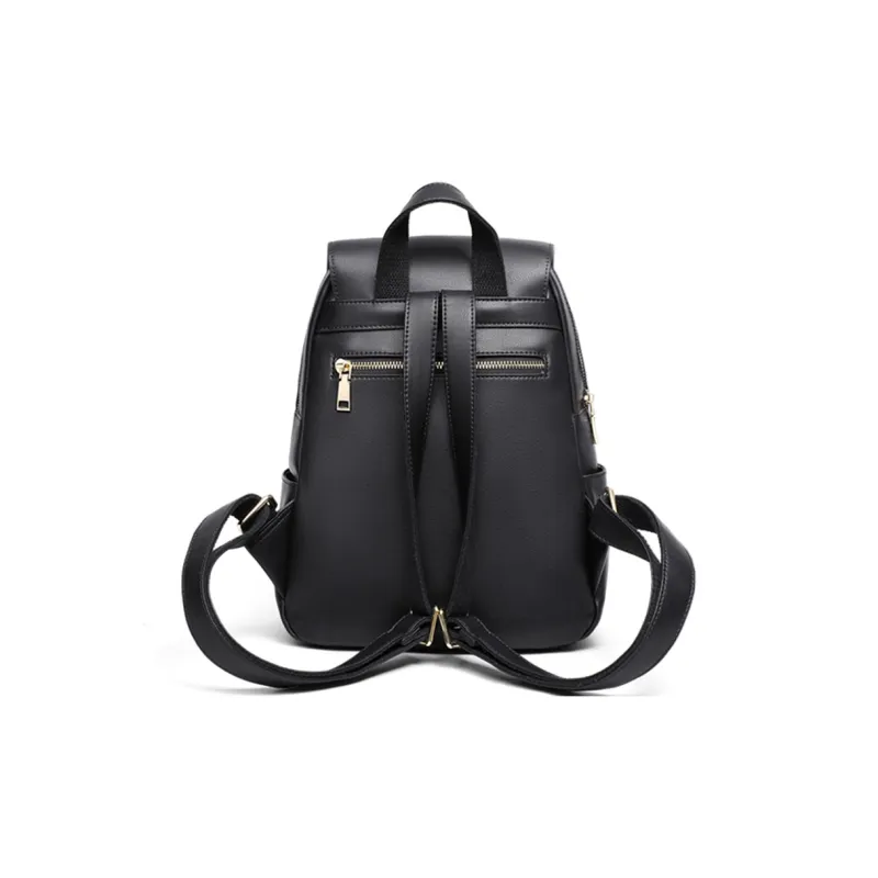 C°BANNER Split Cow Leather With Synthetic Leather Backpack Regular Women's Black-3