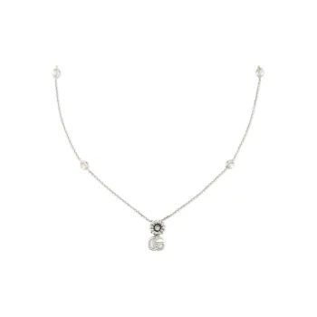GUCCI Sterling Silver Gg Marmont Flower Pendant Necklace