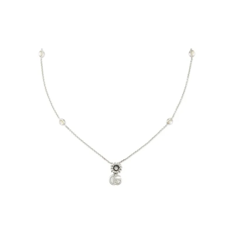 GUCCI Sterling Silver Gg Marmont Flower Pendant Necklace-0