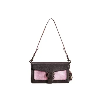 COACH Tabby Leather Patchwork Calfskin Envelope Bag Handbag Shoulder Bag Women's Black & Purple