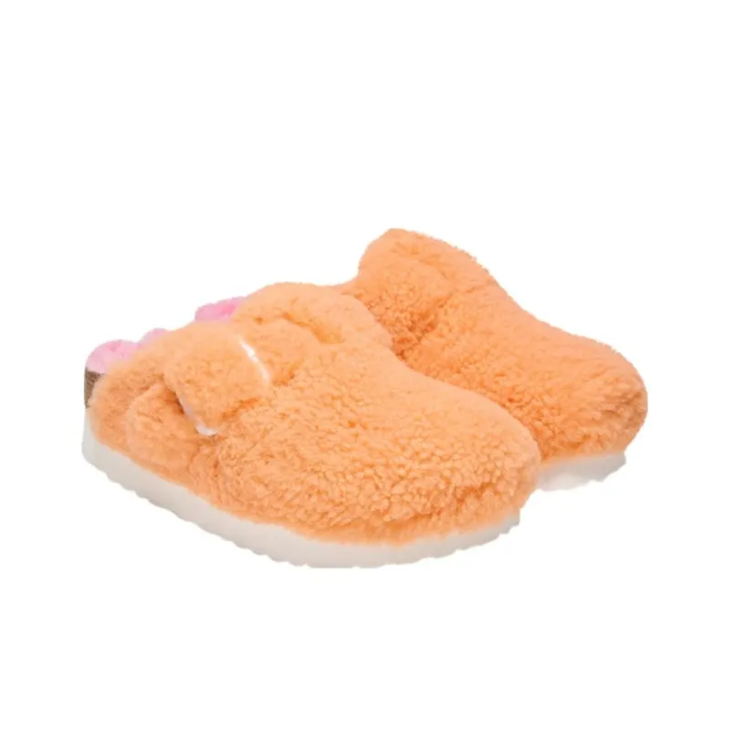 Birkenstock Boston Big Buckle Platform Fur Narrow Fit 'Papaya/Candy Pink' Women's-3