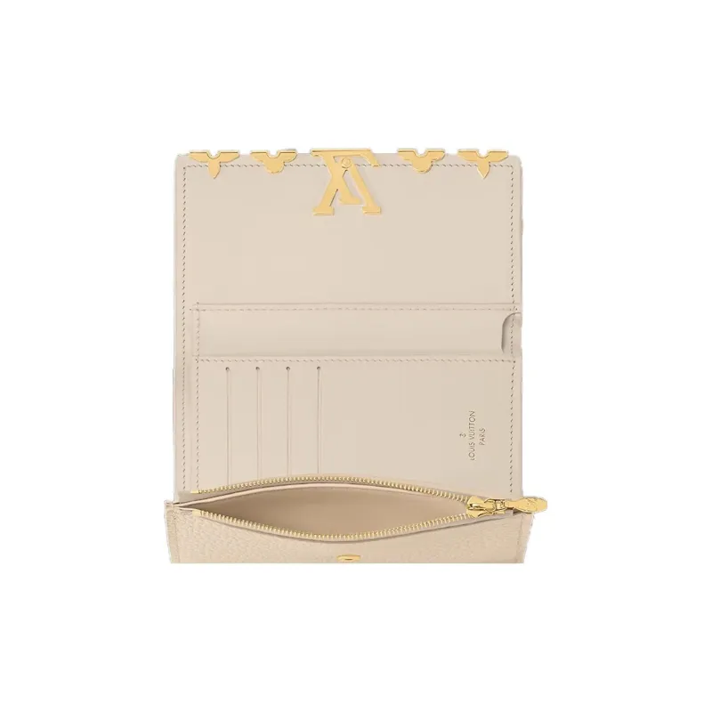 LOUIS VUITTON Cow Leather Wallet Regular Women's White-3