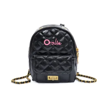 OTA PU Handbag Shoulder Bag Backpack Small Size Women's Black/Silver