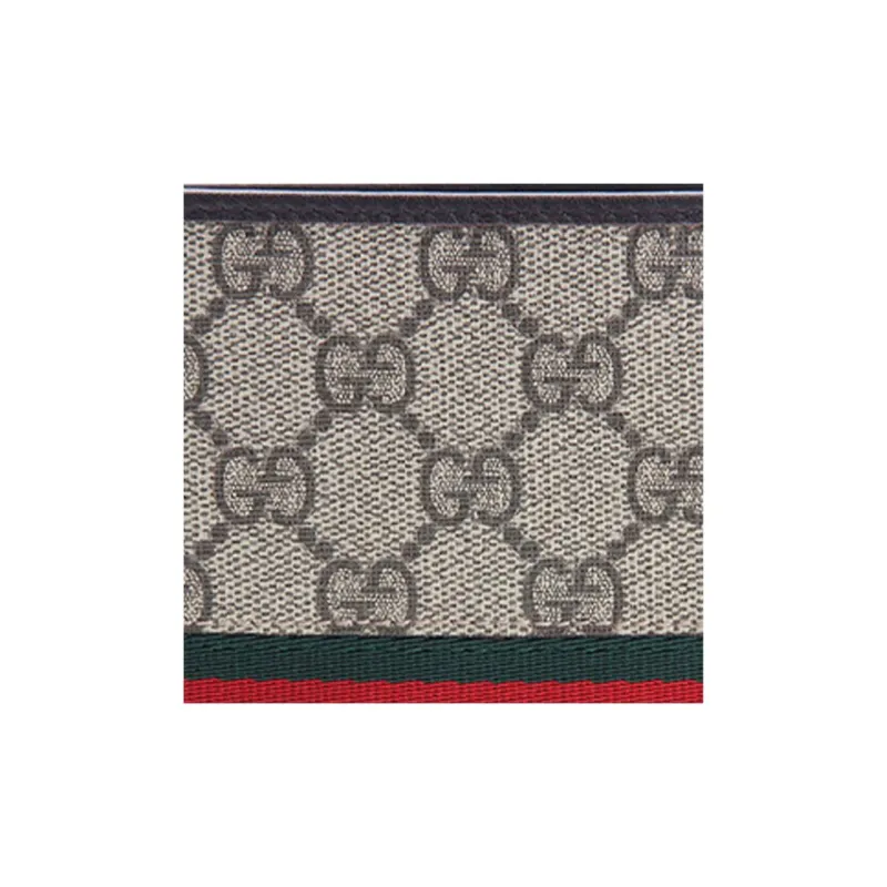 GUCCI Canvas With Leather Wallet Men's Ebony & Brown-3