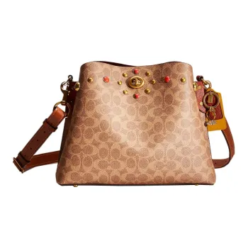 COACH Willow Canvas With Leather Tote Bag Shopping Bag Crossbody Bag Shoulder Bag Women's Tan
