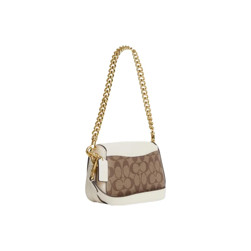 COACH Brie Cow Leather Handbag, Shoulder Bag, Crossbody Bag Small Size Women's Khaki/Brown-1