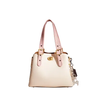 COACH Willow Polished Pebble Leather Tote Bag, Shopping Bag, Portable Crossbody Bag, Shoulder Bag Women's White