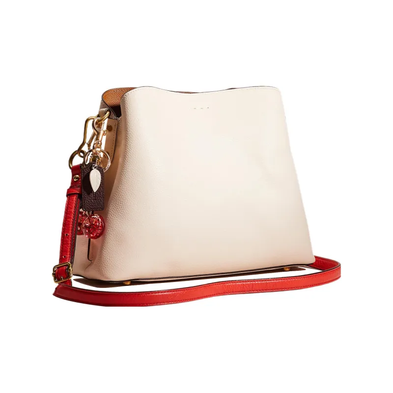 COACH Willow Polished Pebble Leather Tote Bag Shopping Bag Handbag Shoulder Bag Large Size Women's White-1
