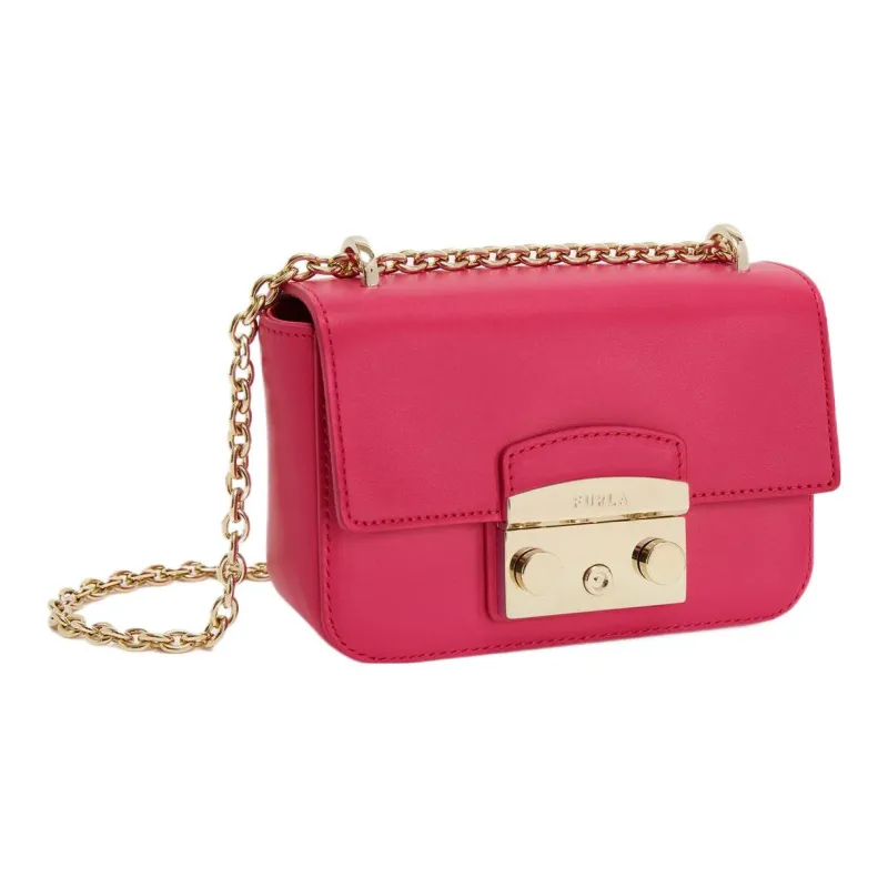 Furla Metropolis Collection Cow Leather Shoulder Bag, Crossbody Bag Mini Women's Fuchsia-1