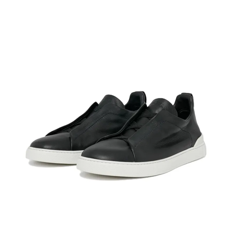 Zegna SECONDSKIN Triple Stitch Leather Sneakers-1