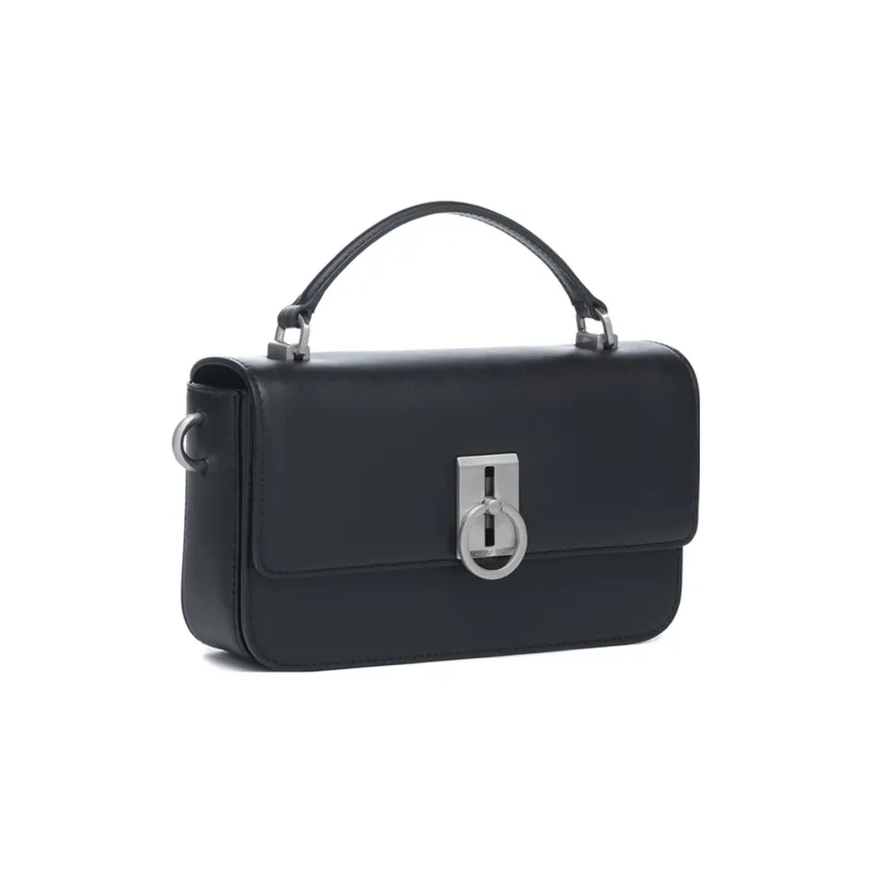 LI NING 1990 Classic Collection Cow Leather Small Square Bag, Shoulder Bag, Crossbody Bag, Handbag Women's Black-1