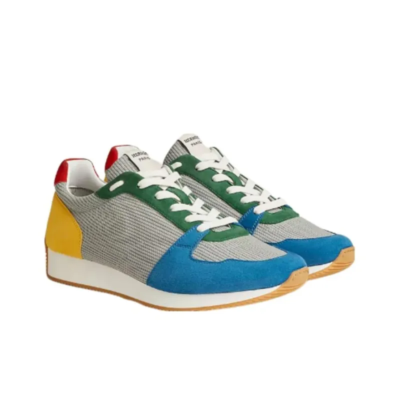 HERMES Escape Low-Top Casual Shoes Men's Gray Blue Yellow-2