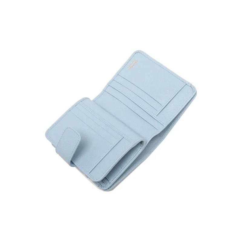 PRADA Leather Wallet Regular Women's Light Blue-4