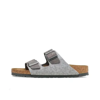 Birkenstock Arizona Leather/Textile/Felt Narrow Fit 'Light Grey'