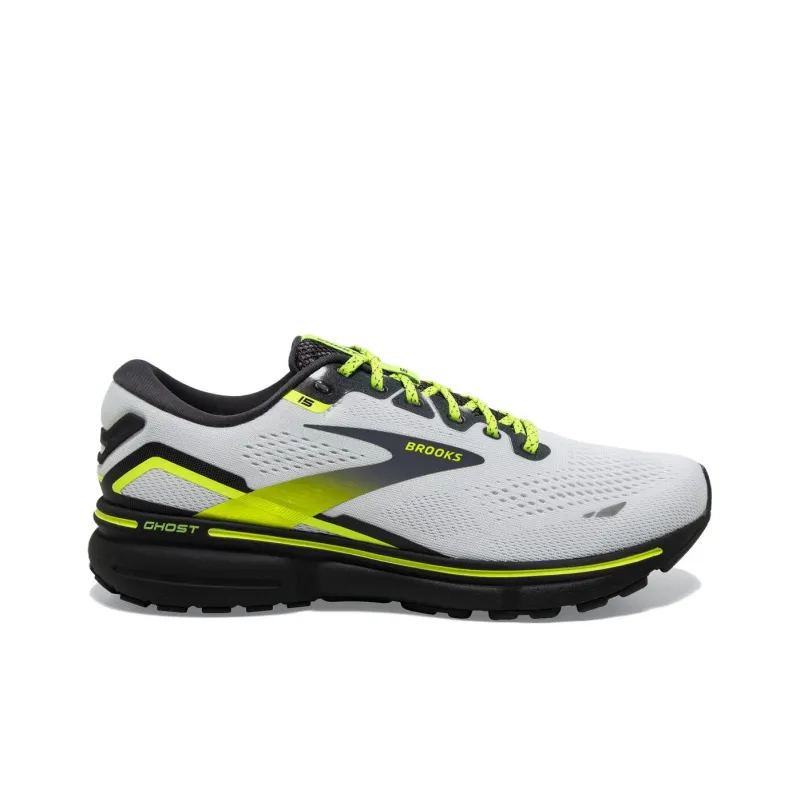 Brooks Ghost 15 Running Shoes Men Low Top Gray Yellow-1