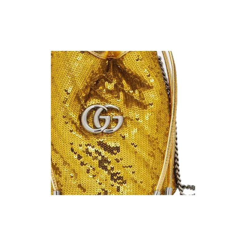 GUCCI Marmont Artificial Leather Bucket Bag, Shoulder Bag, Crossbody Bag Mini Women's Gold-4